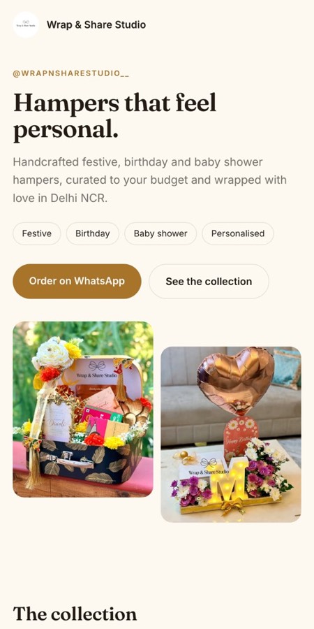 Website for Wrap & Share Studio